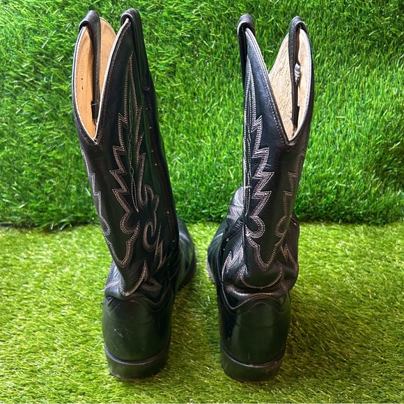 Dan Post Black Cowboy Boots with White Stitching - Picture 4 of 7